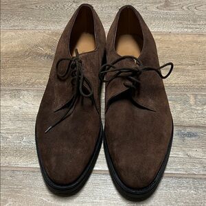 John Lobb Dark Brown Suede Oxfords